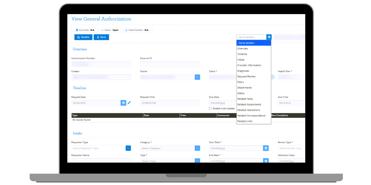 Utilization Management Software by Elligint Health Dashboard