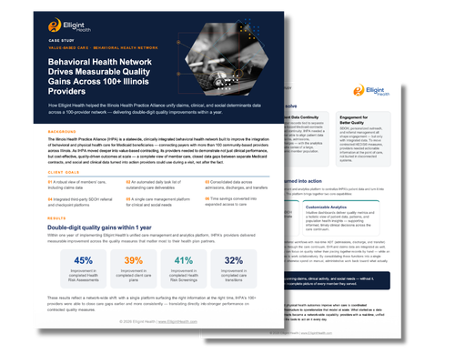 Value-based care case study: IHPA behavioral health network improves care plan completion by 39%